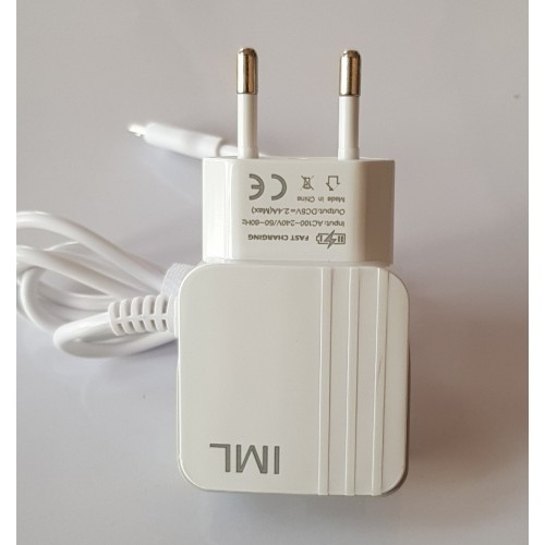 Fast Auto ID Dual USB 2.4A Travel Charger